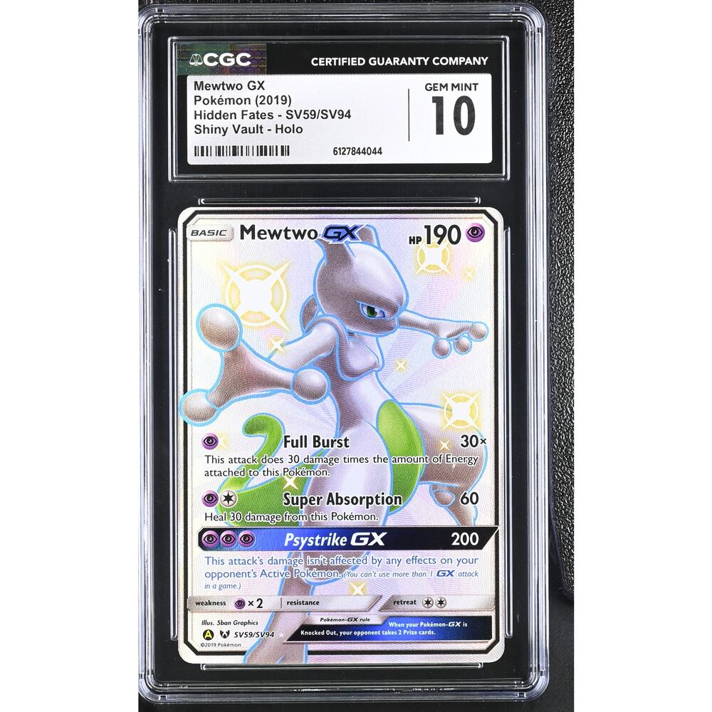 CGC 10 GEM MINT Mewtwo GX SV59/SV94 Pokémon 2019 Hidden Fates Shiny Vault Holo